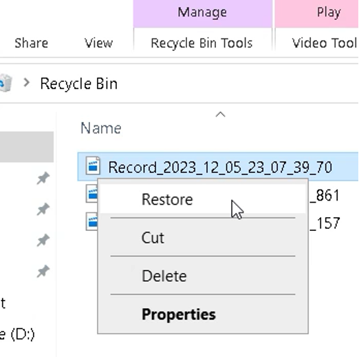 Recover the Deleted Files from Recycle Bin